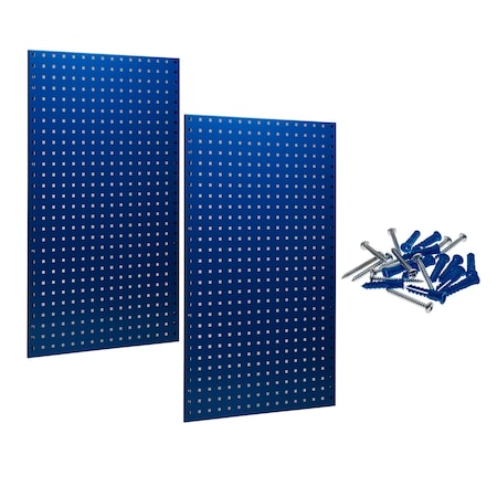 Triton Products (2) Square Hole Pegboards W/ Mounting Hardware, Epoxy 18-Gauge Steel, Blue, 24" W x 42-1/2" H LB2-B